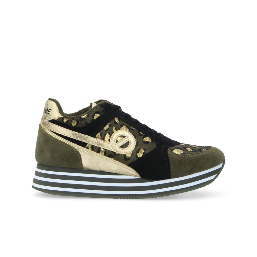 PARKO JOGGER W SHINE LEO SUEDE VERT OLIVE LEOPARD